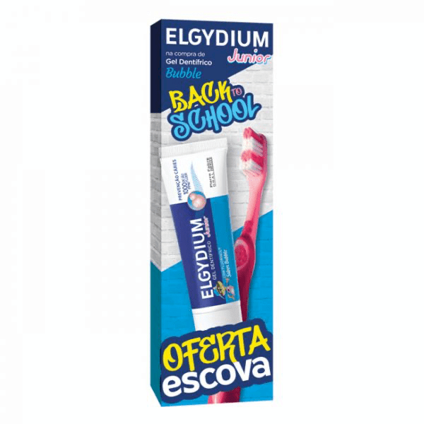 Elgydium Junior Back To School Gel Dentífrico Bubble 7A-12A 50ml Com Oferta De Escova De Dentes