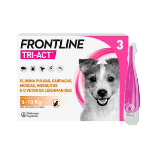 Frontline Tri-Act Cão 5-10kg Solução para Unção Punctiforme 1ml 3 Pipetas