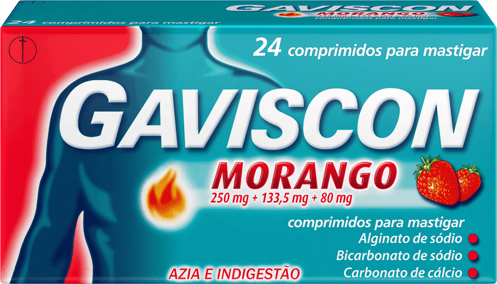 Gaviscon 250/133,5/80mg Sabor a Morango 24 Comprimidos Mastigáveis