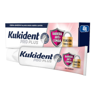 Kukident Pro Plus Barrera Anti-Alimentación Sin Sabor 40g