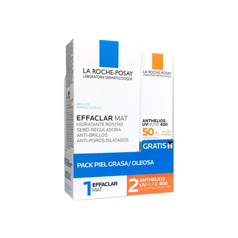 La Roche-Posay Effaclar Pack Pieles Grasas Effaclar Mat Crema 40ml + Anthelios Oil Control Fluid Protector Solar Oferta 15ml 15ml