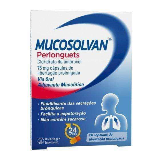 Mucosolvan Perlonguets, 75 Mg x 20 cápsulas libertação prolongada