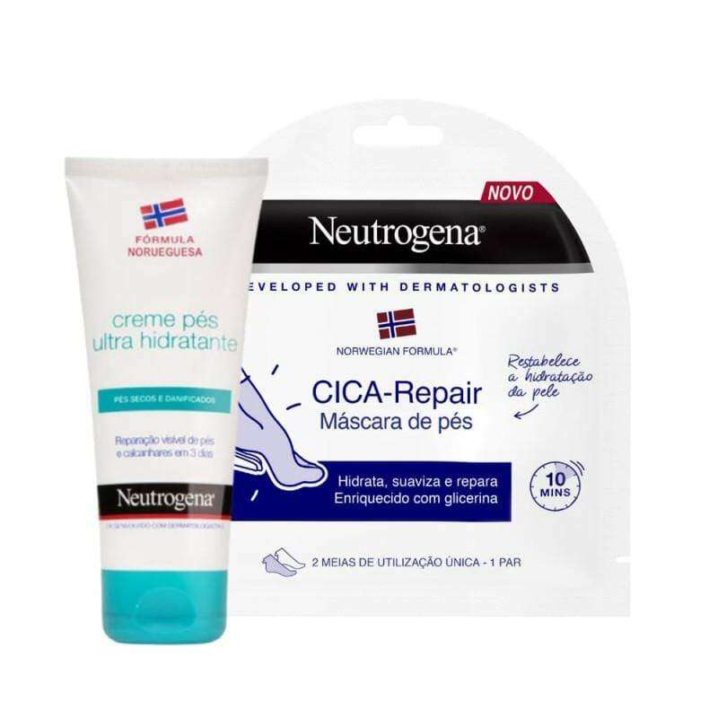 Neutrogena Kit Sos Reparação Pés Creme De Pés Ultra-Hidratante 100 ml + Cica-Repair Máscara De Pés 2 X 10 g