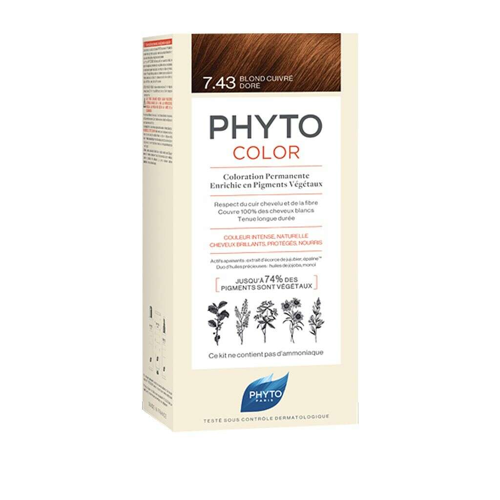 Phyto Phytocolor Coloração Permanente 7.43 Louro Cobre Dourado