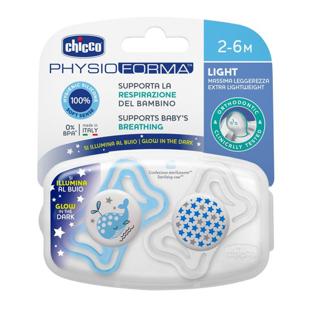 Chicco Physio Light Chupete Luminoso 2-6 meses 2 unidades