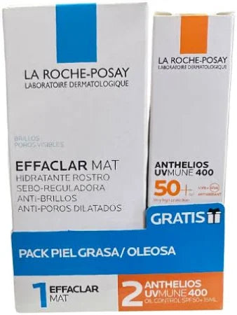 La Roche-Posay Effaclar Pack Pele Oleosa Effaclar Mat Creme 40ml + Oferta Protetor Solar Anthelios Fluído Oil Control 15ml 15ml
