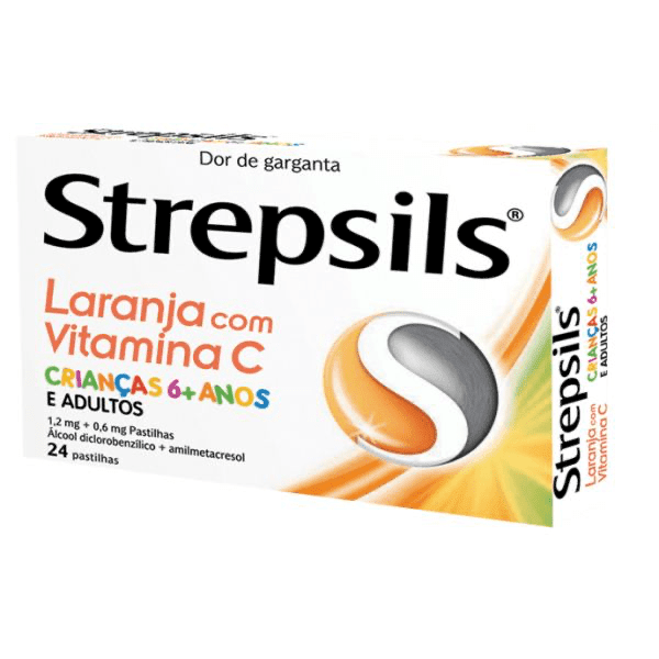 Strepsils Laranja Com Vitamina C, 1,2/0,6 Mg x 24 Pastilhas