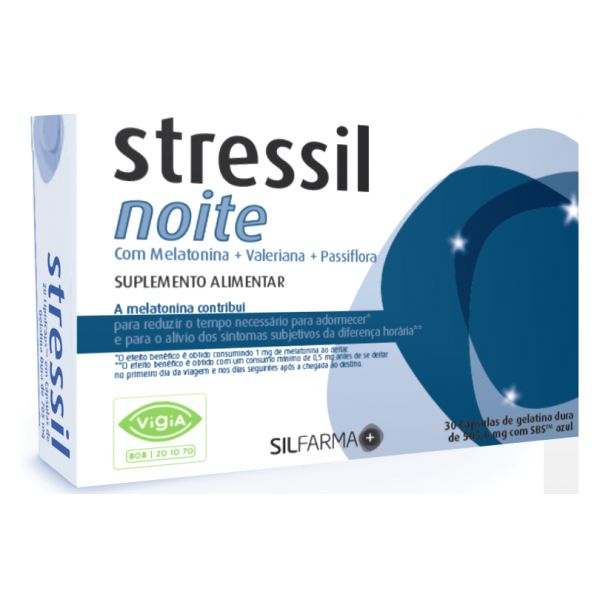 Stressil Noite Suplemento Alimentar com Melatonina, Valeriana e Passiflora 30 Cápsulas