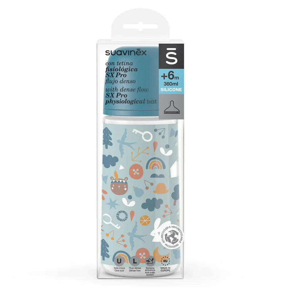 Suavinex SX Pro Biberão L Silicone 6m+ 360 ml (Sortido)