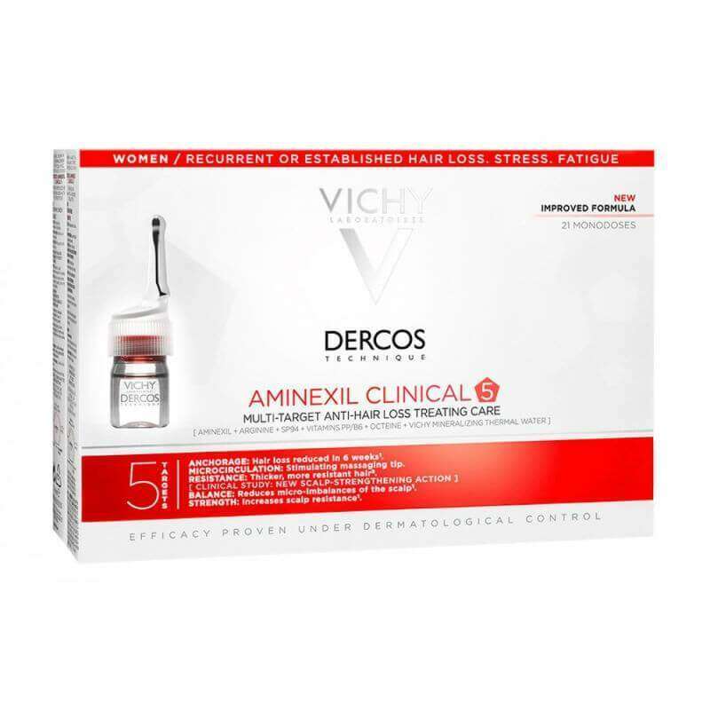 Vichy Dercos Aminexil Clinical 5 - Mulher 21 ampolas Com 30% Desconto